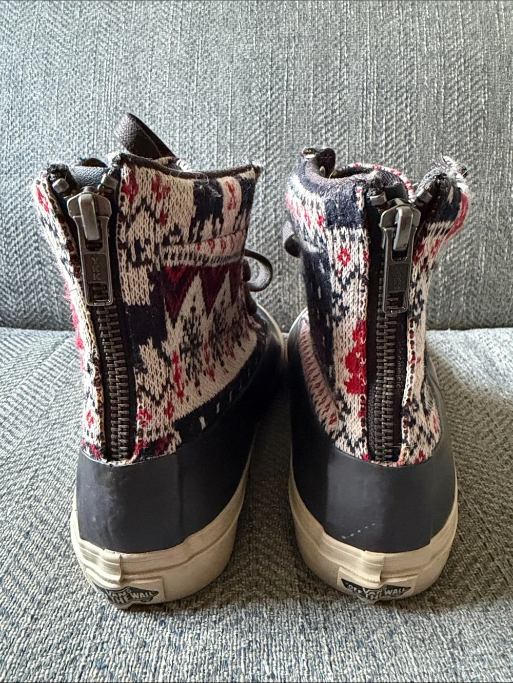 Vans OF the Wall Women’s High Top Knitted Back zip Duck Rubber Sneakers Sz: 7.5